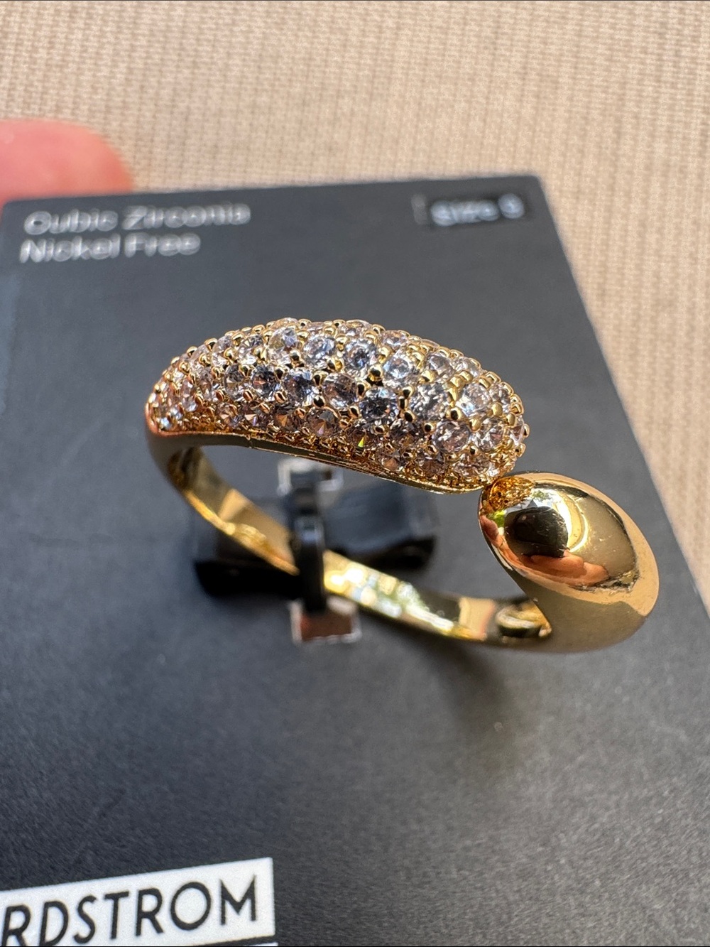 NWOT Gold Pavé and Polished Open Ring — Women's Gold Fashion Ring